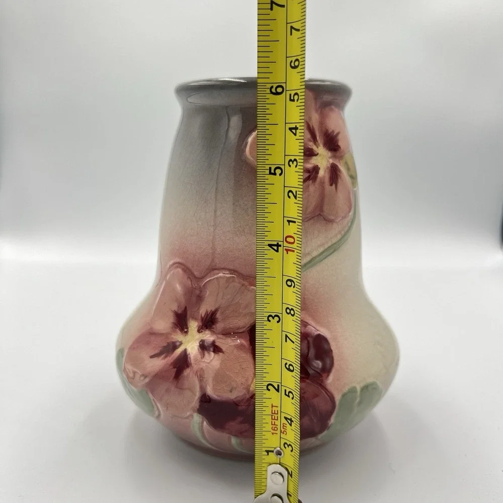 Weller Etna Art Pottery Pansy Vase c.1906 Blush‎ Pink Raised Relief Antique